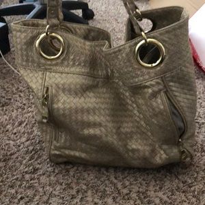 Large gold tote bag